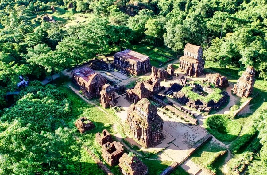 Aerial view of My Son Group B-C-D, Cham Hindu temples complex, Vietnam 012