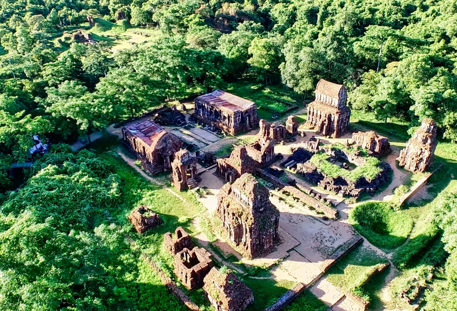 Aerial view of My Son Group B-C-D, Cham Hindu temples complex, Vietnam 012